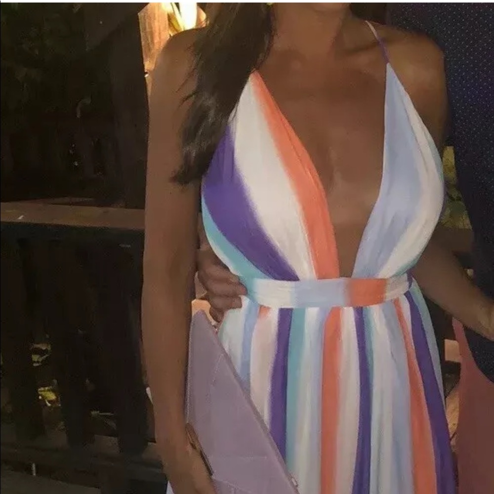 MULTI COLORED MAXI FLOWY DRESS - UN BRANDED -small